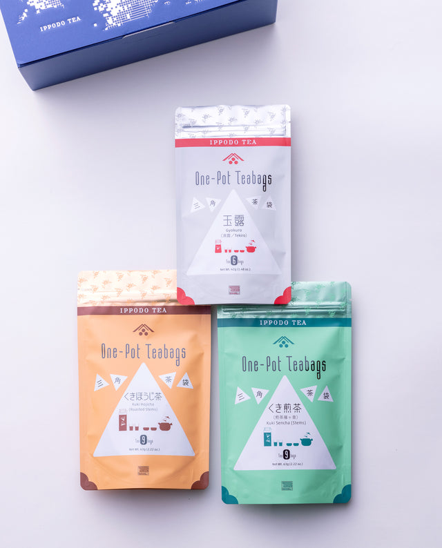 三角茶袋3種セット(玉露、くき煎茶、くきほうじ茶)