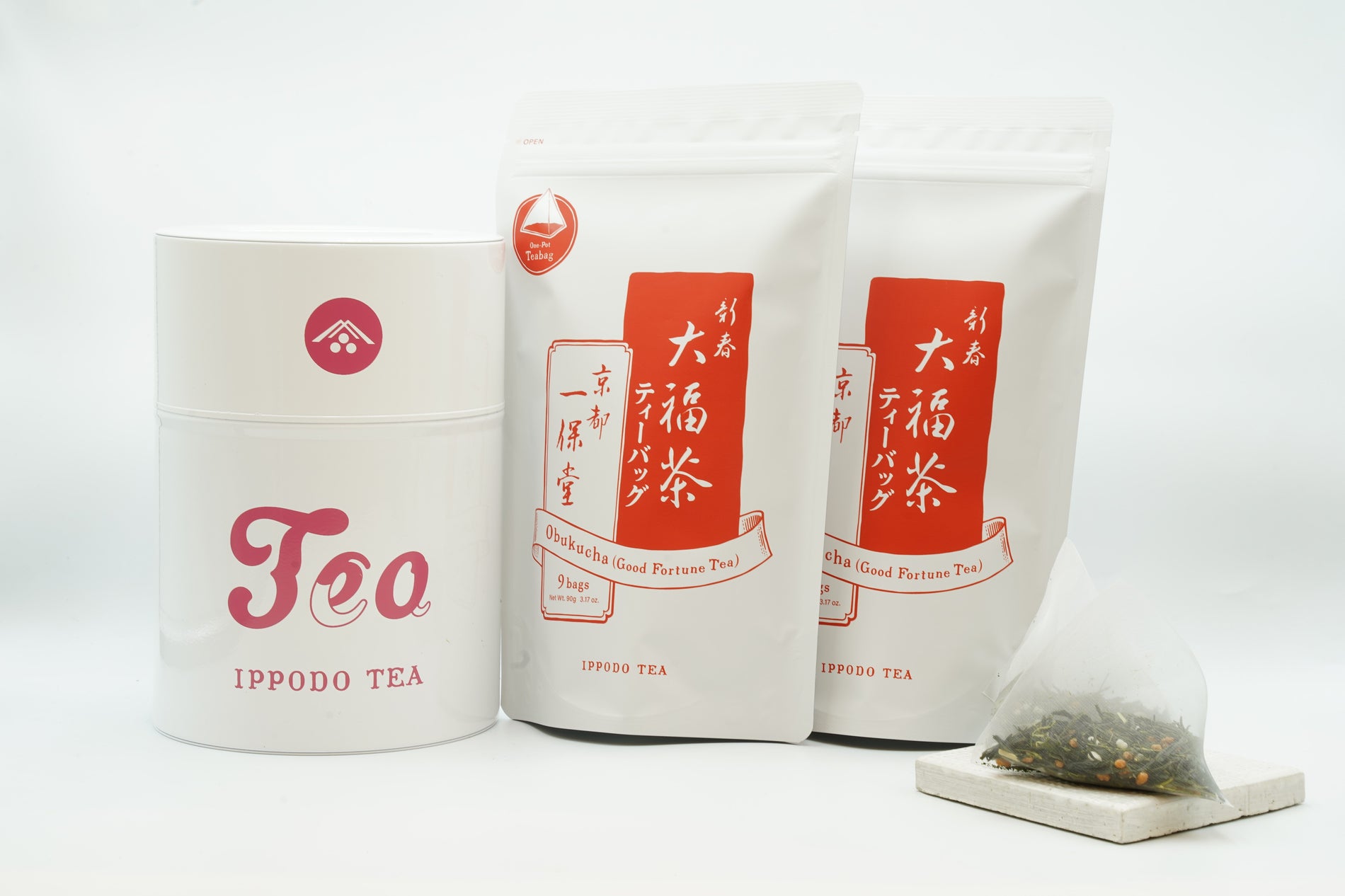 【商品】三越創業350周年記念　三角茶袋大福茶手付き塗り缶