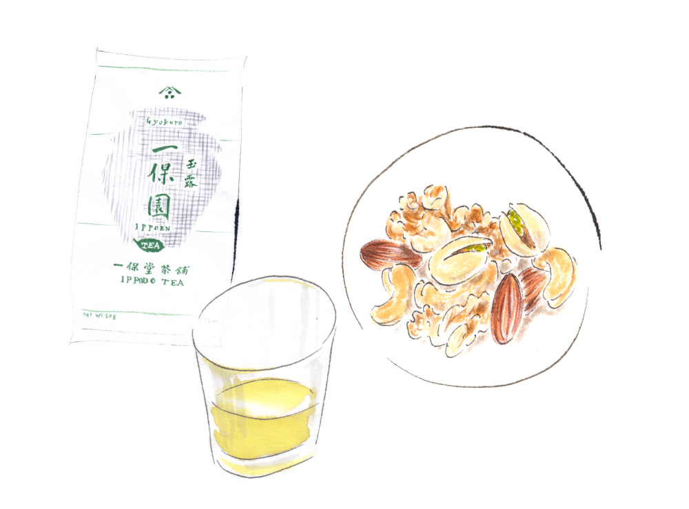 ナッツいろいろ と 玉露一保園。