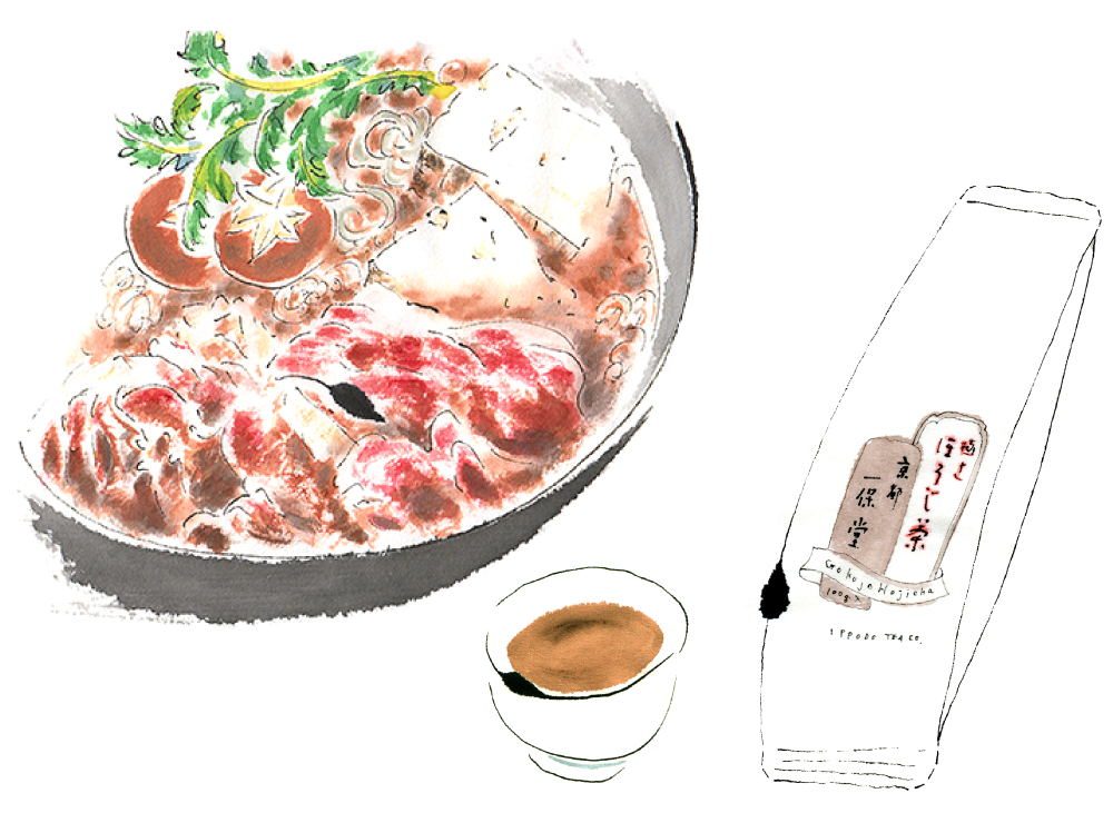 すき焼き と 極上ほうじ茶。
