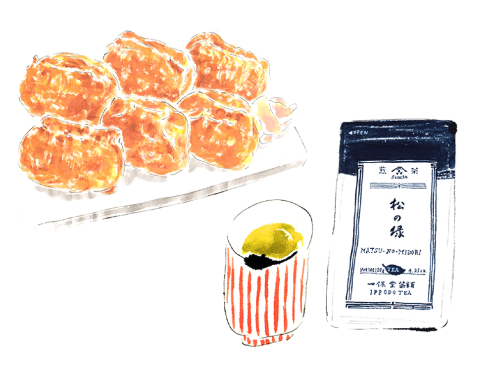 おいなりさん と 煎茶松の緑。