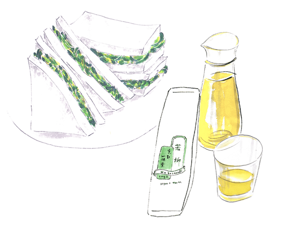 きゅうりサンドと若柳。