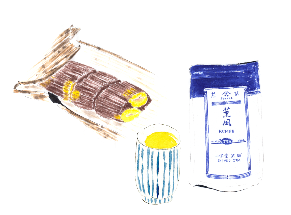 栗蒸し羊羹と煎茶薫風。