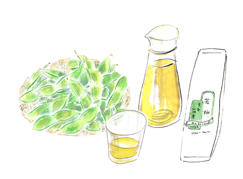 枝豆と冷たい若柳。