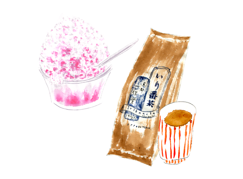 かき氷といり番茶。