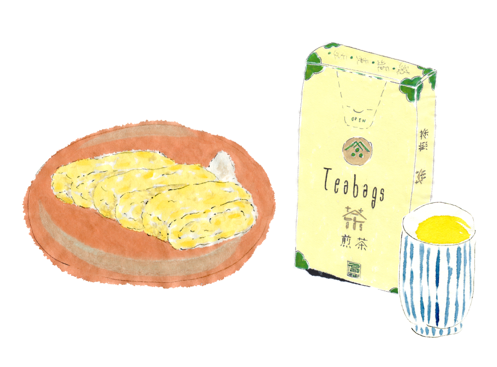 だし巻き卵と煎茶。