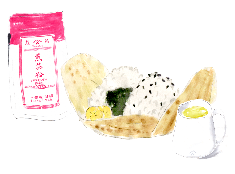 おむすびと煎茶粉。