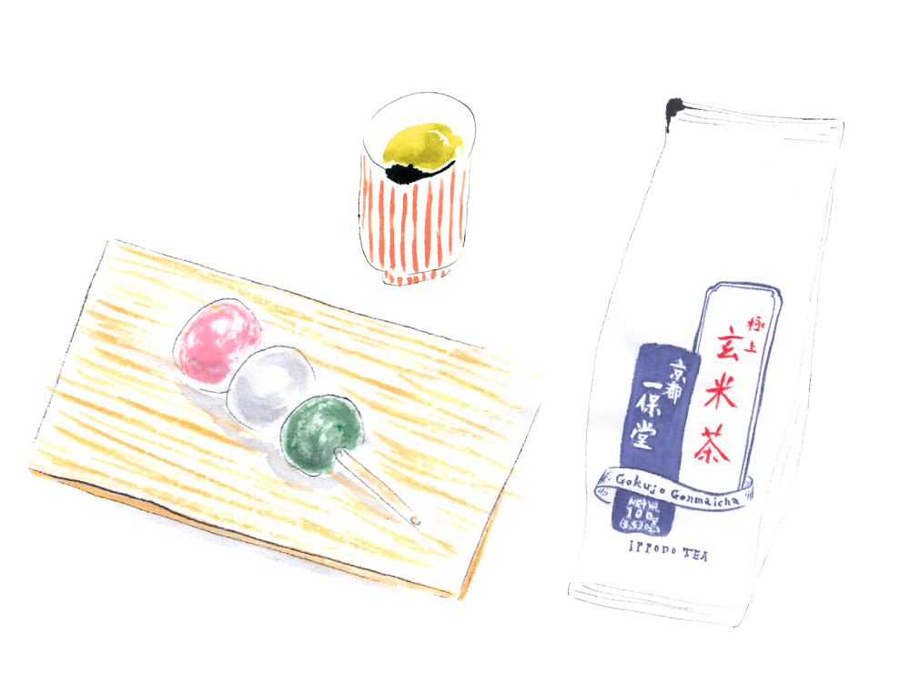 花見だんごと極上玄米茶。