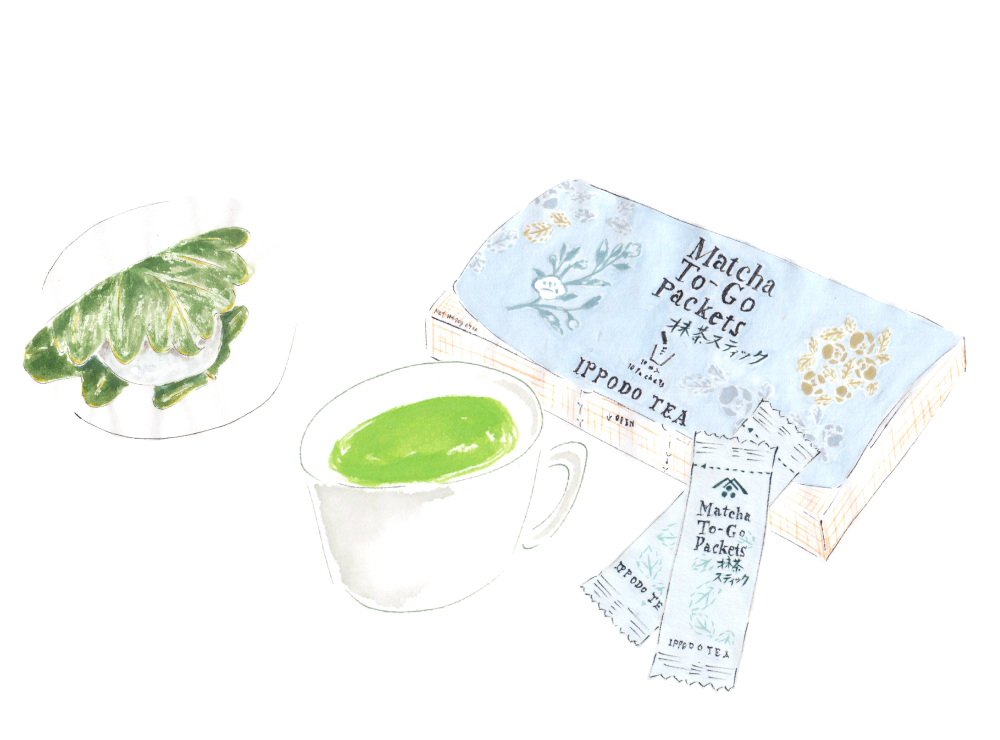 柏餅と抹茶スティック。