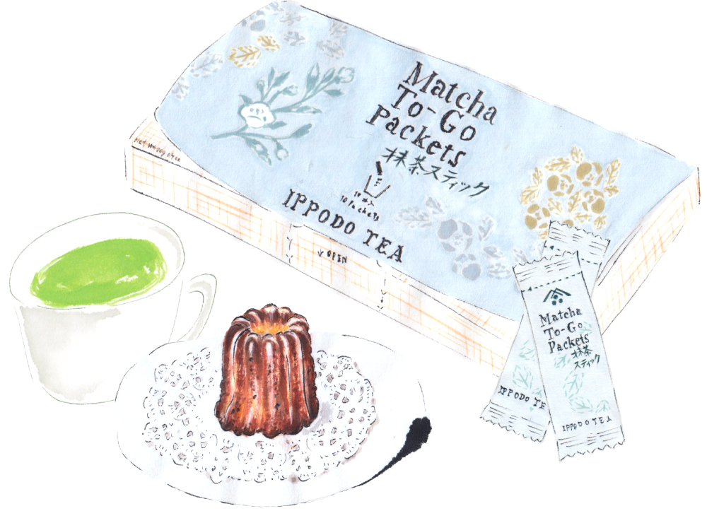 カヌレと抹茶スティック。