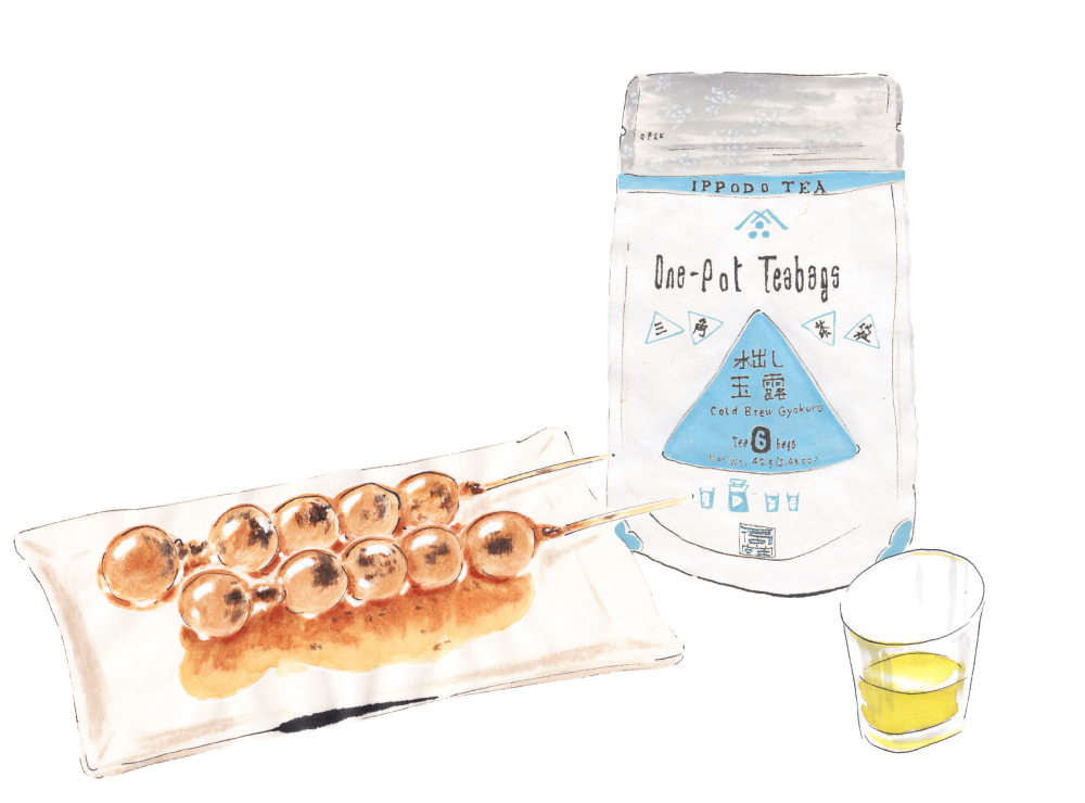 みたらし団子と水出し玉露。