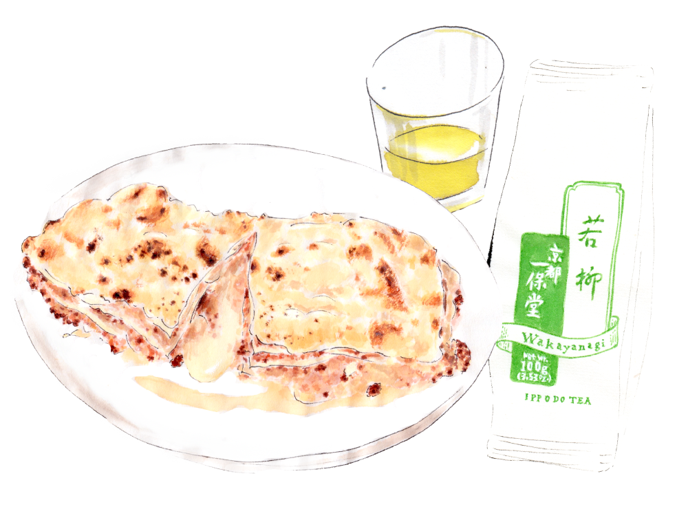 ラザニアと冷たい若柳。